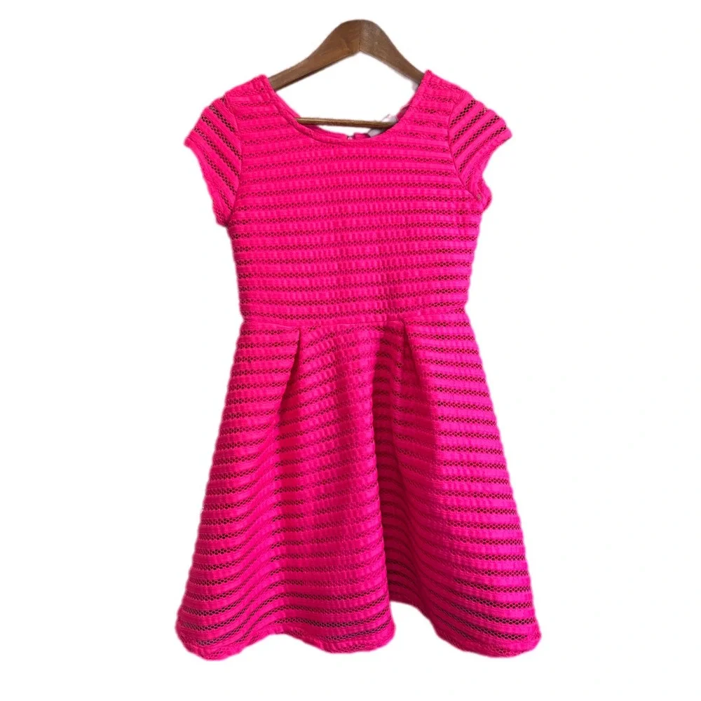 The Children's Place Dress Kids XL 14 Pink Excellent Textured Fit‎ & Flare